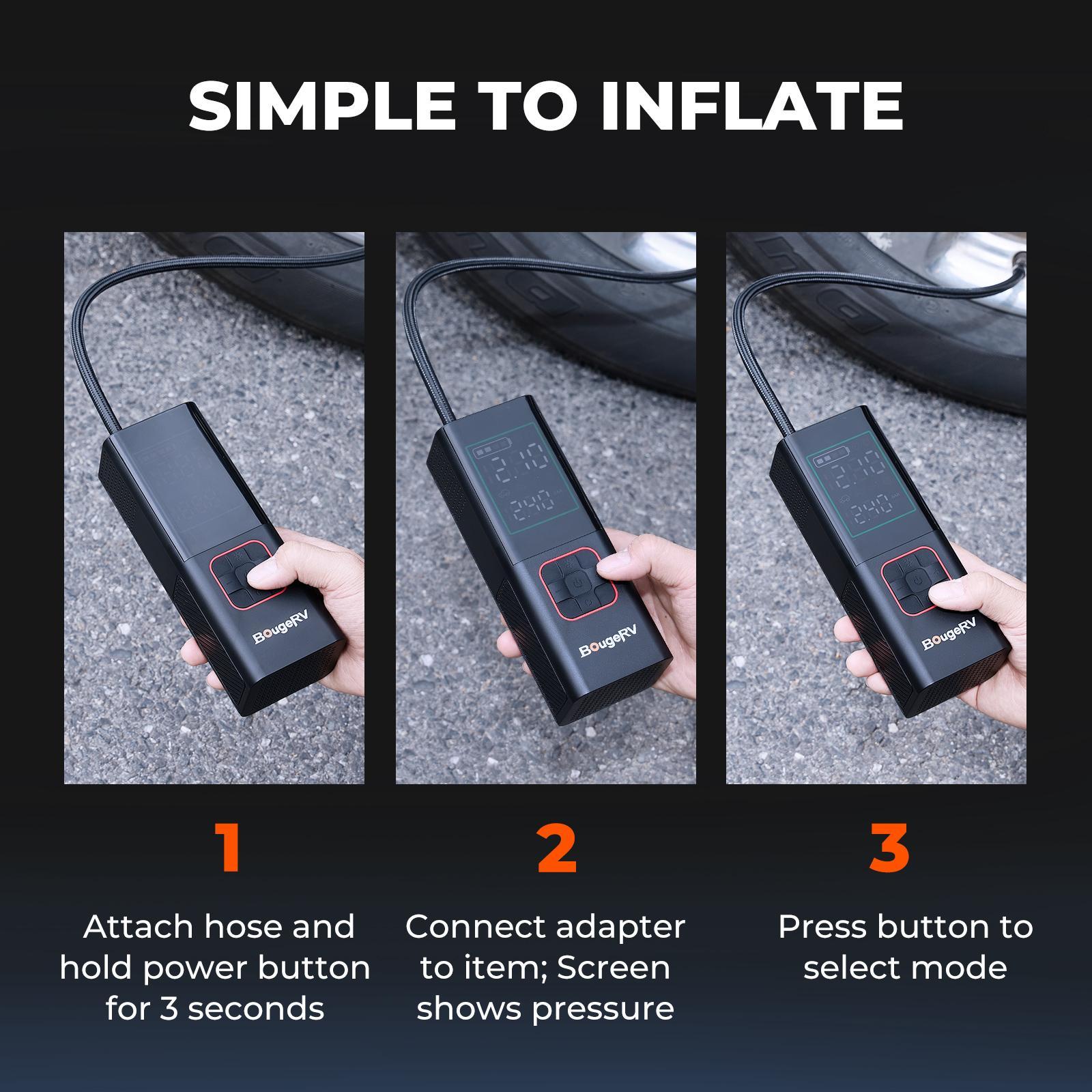 BougeRV Car Wireless Air Compressor,160 PSI Portable Tire Inflator with 20000mAh battery,Multifunctional&Automotive Electric Tire Inflator Pump for Car,Motorcycle,Bicycle,Ball,Car,Car Accessories, Men Gifts