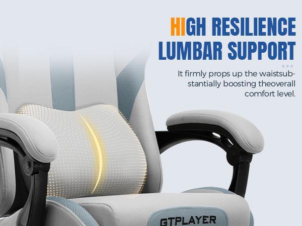 【New Year Sale】GTPLAYER Gaming Reclining Swivel Chair, Breathable Fabric Memory Foam Pillow, Smooth Rolling Swivel w/ Premium Spring Cushion