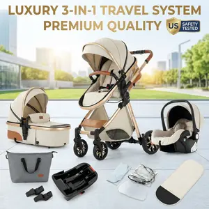 4-in-1 Baby  Travel System with Adjustable Seat, One-Click Folding, Infant Seat Carrier & Base, Bassinet Mode  Newborn to Toddler, Smooth Wheels, Lightweight Everyday   Travel, Shopping, City Use, Free Bag Included stroller reversible and straw for trave