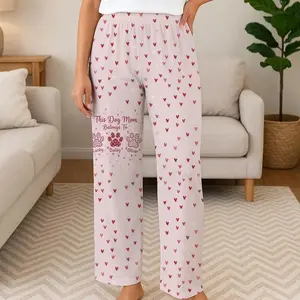 Dog Mom Pajama Pants for Women, Cute Paw Print Heart Lounge Pants, Soft Wide Leg Sleep Bottoms, Casual Comfy All Season Pj Pants, Mothers Day Gift for Dog Mom Lover