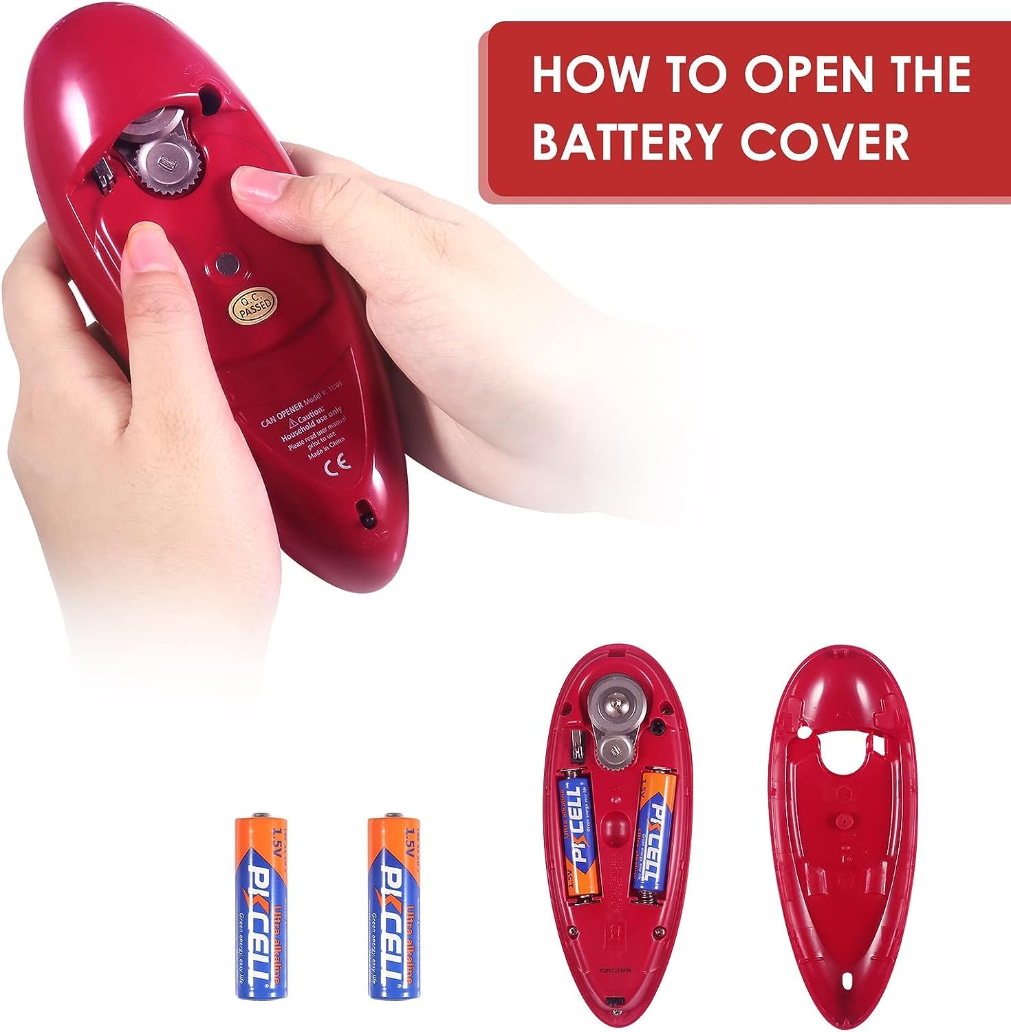 Electric can opener suitable for all can sizes. Kitchen food safety electric can opener with smooth edges. Battery-powered can opener for kitchen use, ideal for seniors, arthritis sufferers, and chefs.