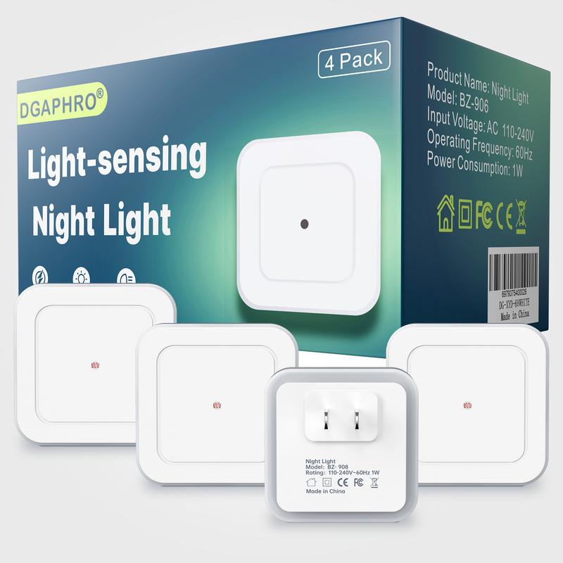 DGAPHRO Night Light, Night Lights Plug into Wall 4-Pack,Plug in Night Light,Dusk to Dawn 1W Nightlight Led Night Lights for Bedroom, Bathroom, Hallway Warm White
