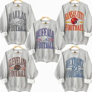 Vintage All Team Football ASH GREY Crewneck Sweatshirt, Hometown Football Game Day Pullover, Vintage Football Throwback Graphic, Gift For Fans