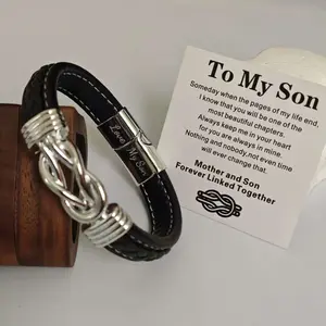 Men’s PU Leather Bracelet with Magnetic Clasp – Trendy, Creative Accessory — A Holiday Gift for Son — A Loving Gift