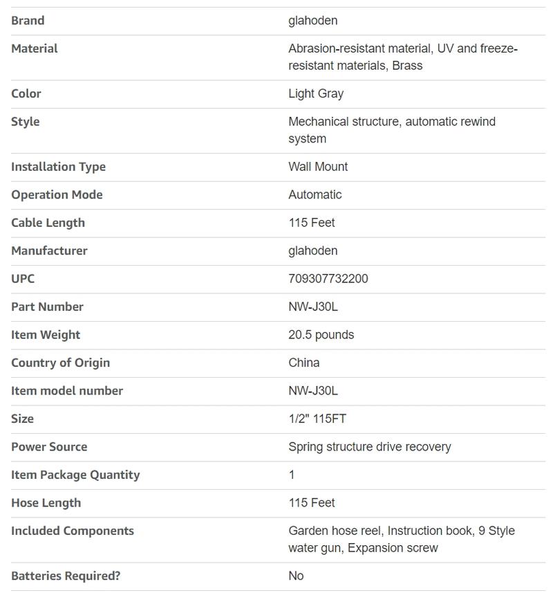 GLAHODEN Retractable Hose Reel, Max 130 FT / 115 FT / 100FT / 65FT Garden Water Hose Reel with 9-Pattern Nozzle, 180° Swivel Bracket Wall-Mounted, Automatic Rewind, Lock at Any Length, with Slow Return System,Optional Metal Bracket GLAHODEN Retractable Hose Reel, Max 130 FT / 115 FT / 100FT / 65FT Garden Water Hose Reel with 9-Pattern Nozzle, 180° Swivel Bracket Wall-Mounted, Automatic Rewind, Lock at Any Length, with Slow Return System,Optional Metal Bracket