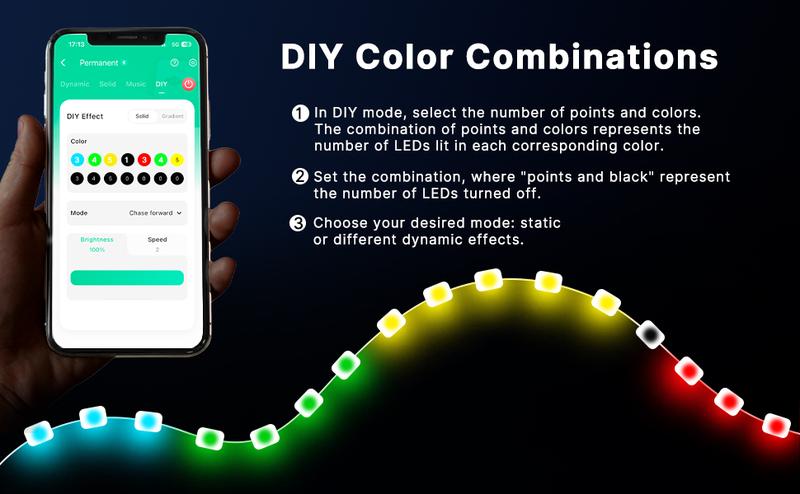 Fussion 100-200FT RGB Eave Outdoor Lights Permanent LED Colorful Eaves with APP & Remote Control IP67 Waterproof Festive Decorations 100FT/150Ft/200Ft/300FT/400FT