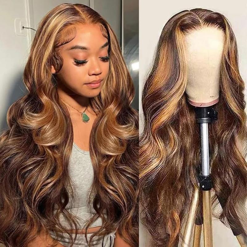 P4 27 Highlight Body Wave Human Hair Wigs HD 13x6 Lace Frontal Wigs Pre Plucked Body Wave Lace Front Human Hair Wigs For Women 180% Density