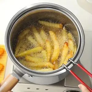 A Versatile Stainless Steel Cookware Set Featuring a Frying Basket and Glass Lid - Includes Non-Stick Frying Pan, Deep Fryer, Pasta Pot, Milk Saucepan, and Food Steamer, Compatible with Induction and Gas Stoves