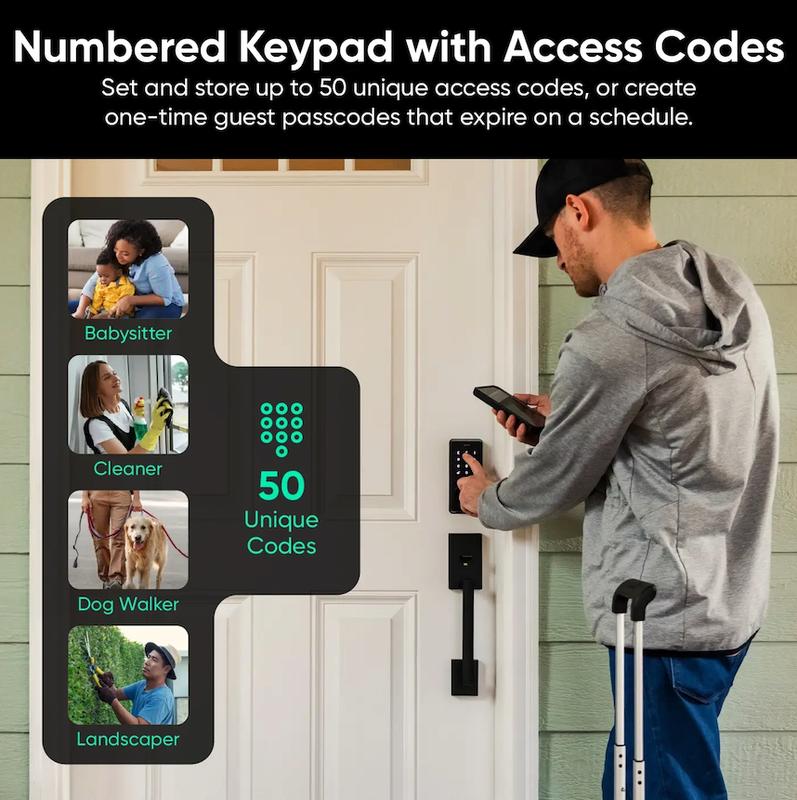 Wyze Lock Bolt v2 — Fingerprint Keyless Security Lock, Smart Wi-Fi + Bluetooth Deadbolt Replacement, IPX5 Weatherproof, Auto-Lock, Smartphone Control, Keypad