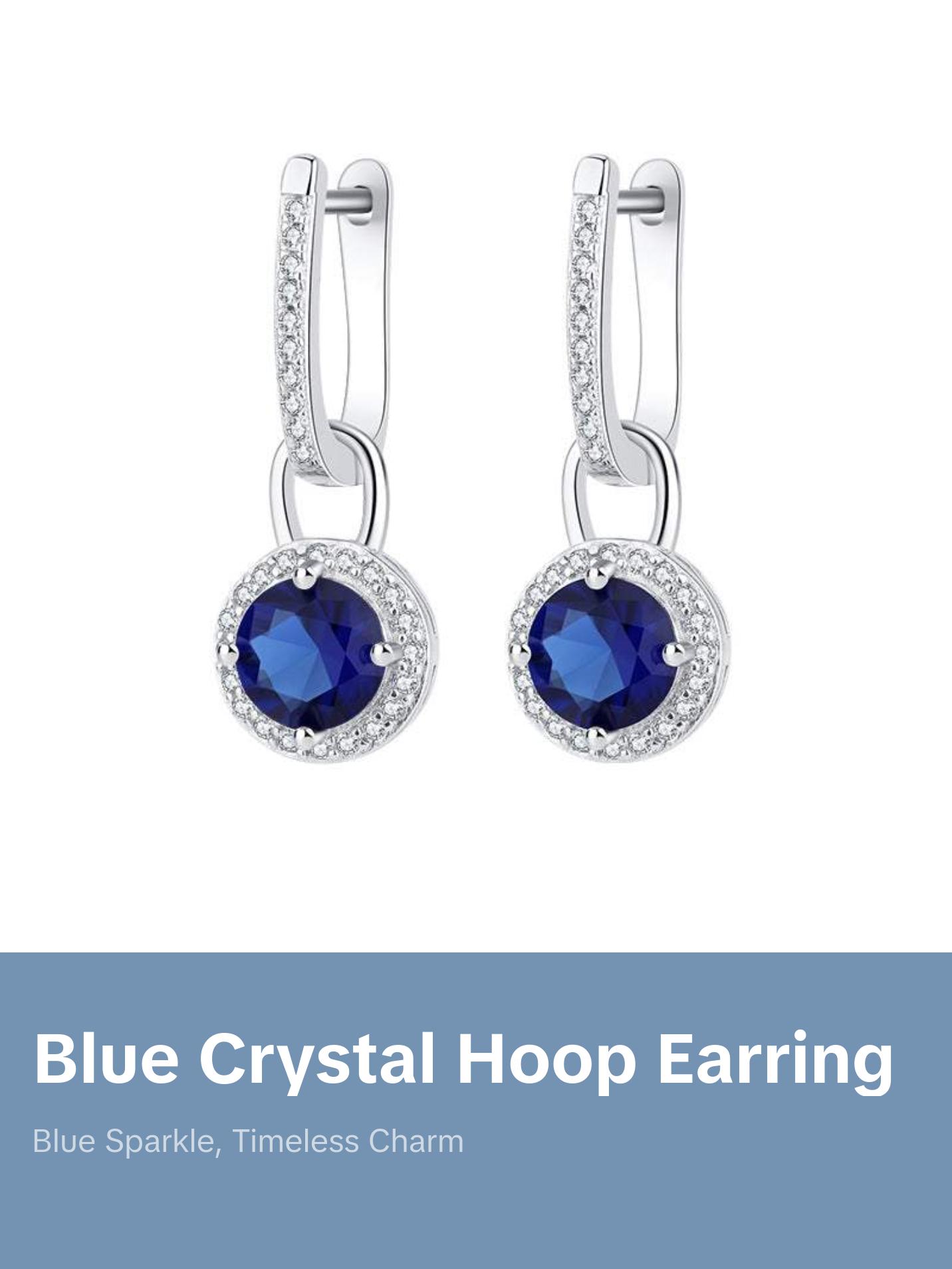 Women's Blue Crystal Zircon Hook Earrings