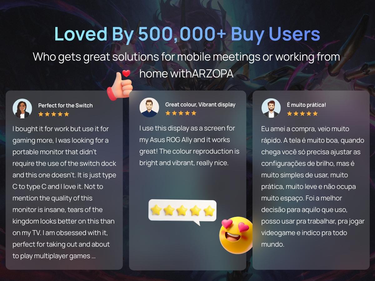 ARZOPA 16.1'' Portable Gaming Monitor 100% sRGB 144Hz&60Hz 1080P FHD Kickstand Portable Monitor External Second Screen for PS5 Xbox Laptop PC Switch