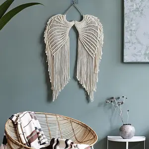 Hangable Angels Wing Macrame Wall Tapestry-Boho Wall Hanging Decor,Woven Wall Hanging Ornaments with Long Tassels,Home Decoration,bedroom Decoration
