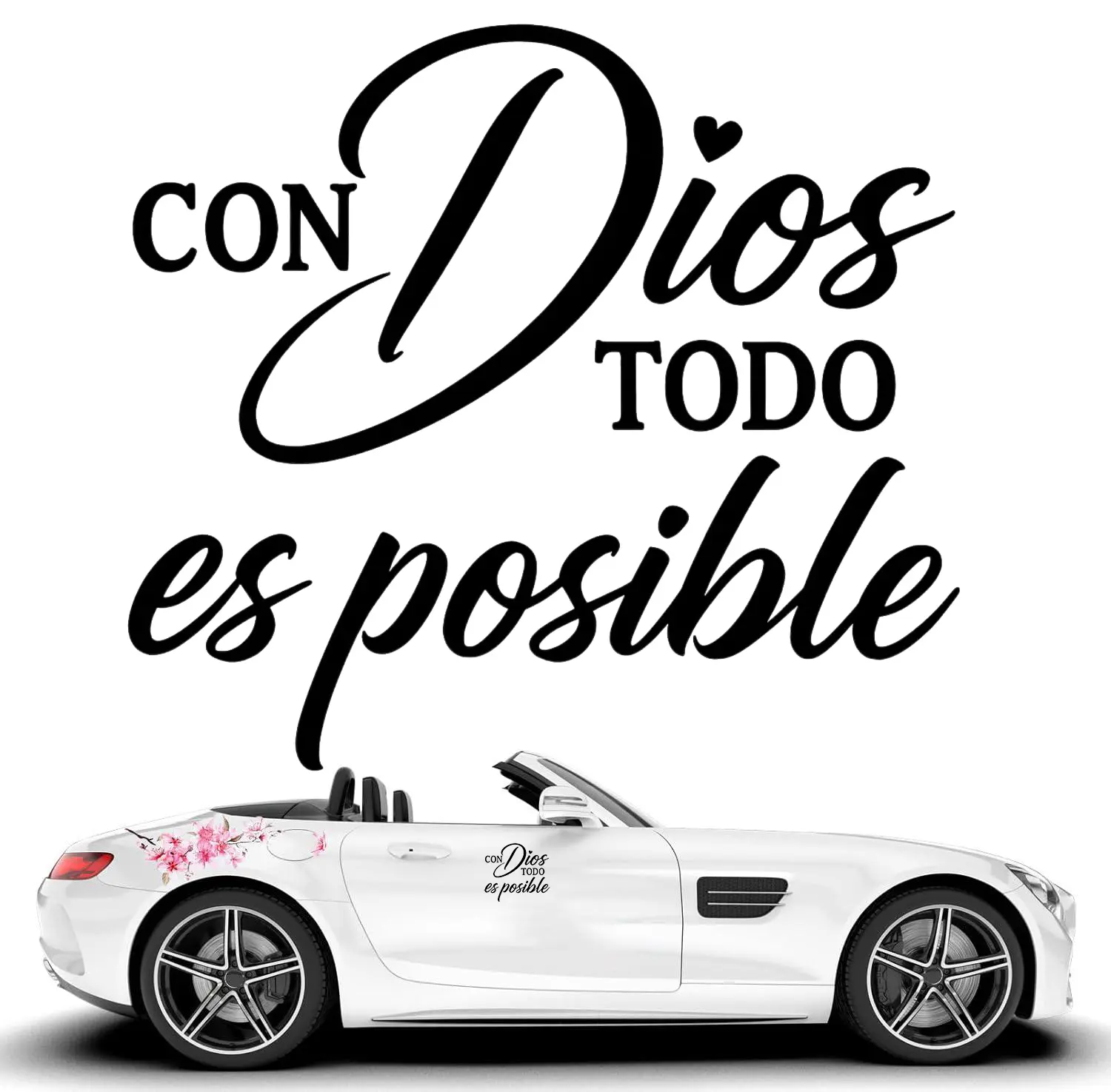 Con Dios Todo Es Posible Spanish Inspirational Faith Decal Cute Durable Vinyl Sticker | Perfect for Cars Windows Bumpers Trucks Motorcycles, Water Bottles, Laptops & Smooth Surfaces | Religious Motivational Decor, Multiple Colors Available,Summervibes