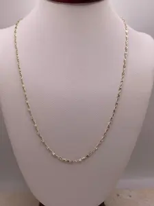 14k yellow gold 1.4mm singapore + diamond-cut oval bar chain