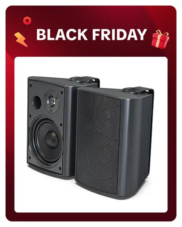 Herdio IP65 Waterproof Wall Mount Wireless Speakers - Active-Passive Bluetooth 5.0 Poolside Audio System, 3.5in 200W/4in 200W/5.25in 300W/6.5in 400W, AUX Input for Wired Music, iPhone/Mobile Compatible, ABS Build, Audio Braces, Compact High-Output Design