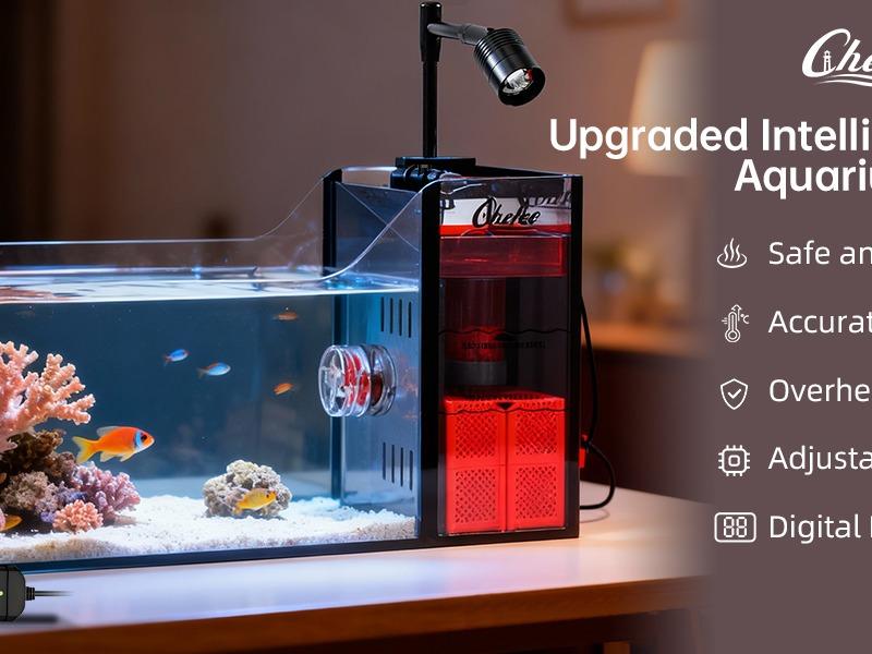 Chefoo 200W Submersible Aquarium Heater Adjustable Fish Tank Heater with Digital Display External Controller Overheat Protection & Free Thermometer for 10-30 Gallons Freshwater Saltwater Tank