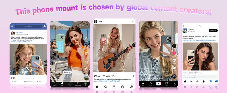 2 Pack Silicone Suction Phone Case Mount, Silicon Adhesive Smartphones Stand Sticky, Non Slip Suction Cup, Hands-Free Phone Accessories Holder for Selfies and Videos