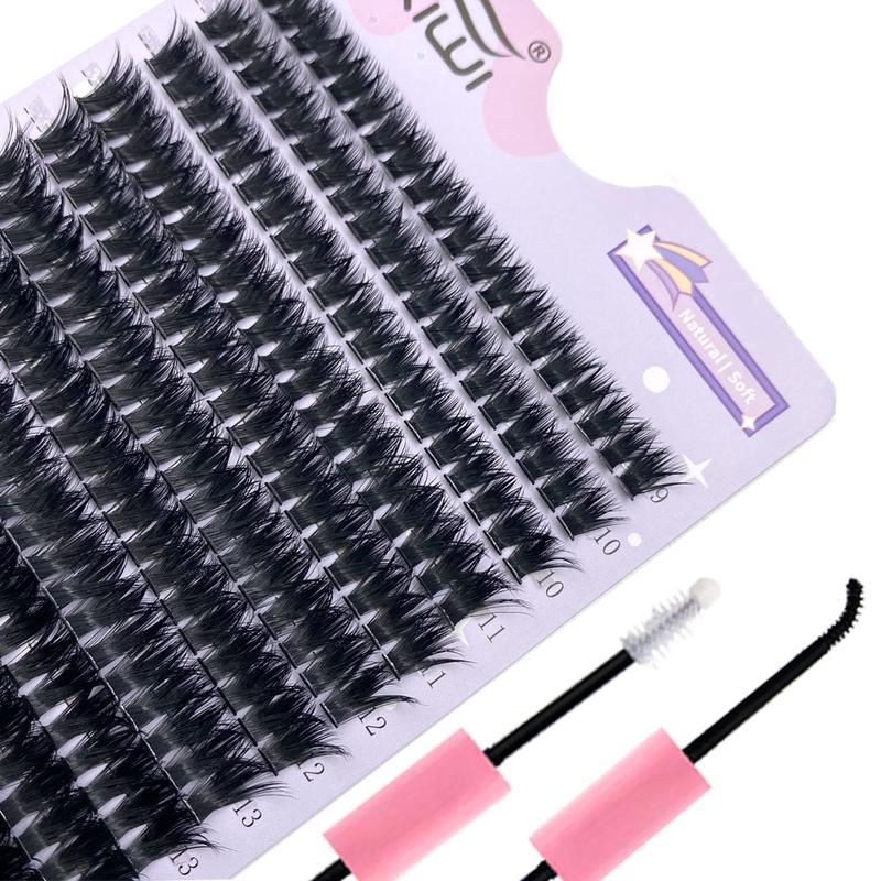 DIY Lash Clusters Kit - soft fluffy Black Thin Long-Lasting Lashes with glue Remover & tweezer for Beginners Easy At-Home Application - Eyelash Set