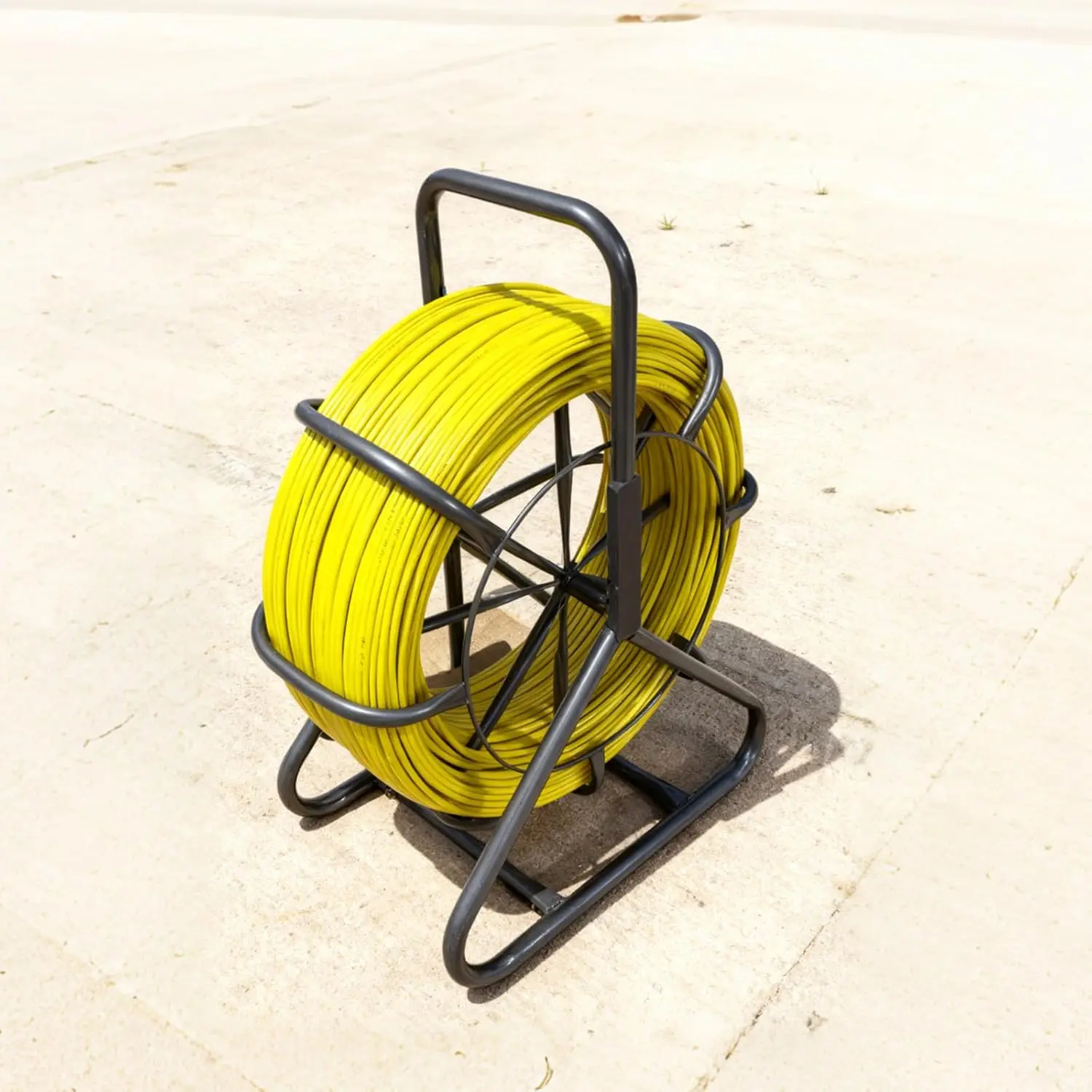 Heavy Duty Fish Tape Fiberglass 1/4"-328/425/656Ft, Non-Conductive Cable Puller with Steel Reel Stand, 2 Pulling Heads for Electrical Conduit & Wall Fishing, Wire Fish Rodder