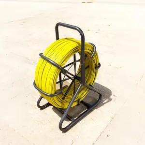 Heavy Duty Fish Tape Fiberglass 1/4"-328/425/656Ft, Non-Conductive Cable Puller with Steel Reel Stand, 2 Pulling Heads for Electrical Conduit & Wall Fishing, Wire Fish Rodder