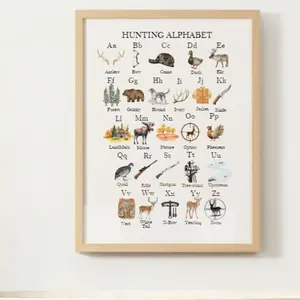 Nursery Hunting Alphabet Print, Mallard Duck Nursery Decor Poster, Baby Boy Hunting Room, ABC's Nursery Decor, Woodland Nursery