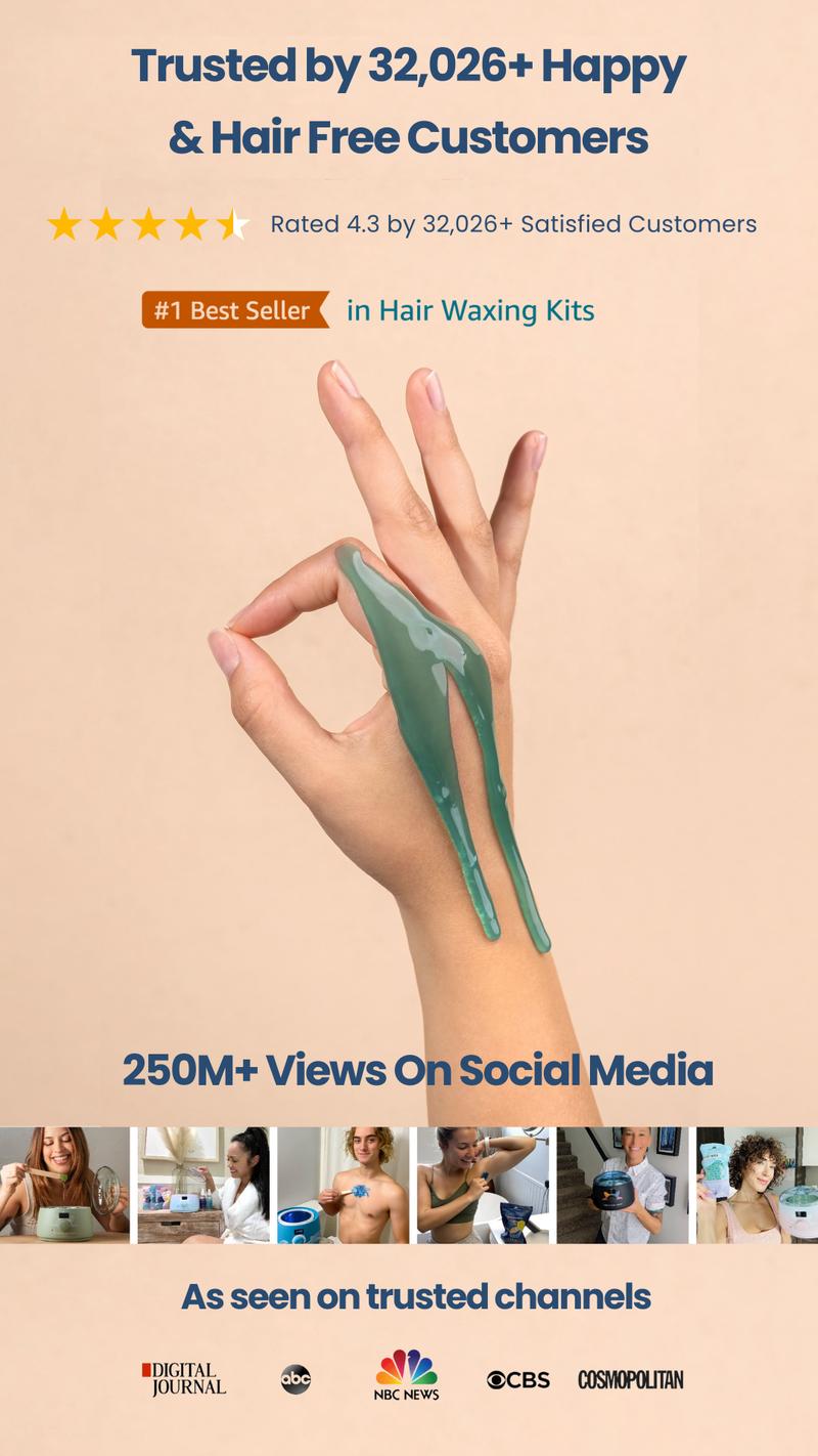 TRESS WELLNESS Bikini Star Hard Wax Beads – Sensitive Skin Formula – No Strip Needed – Brazilian, Face, Legs, Underarms, Bikini – Gentle At-Home Wax for Coarse Hair – Salon Quality Wax – Smooth Body Care – Hair Removal Waxing