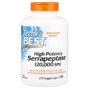 Doctor's Best High Potency Serrapeptase, 120,000 SPU, 270 Veggie Caps