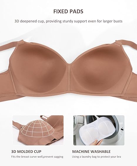 FeelinGirl Wireless Push Up Bra for Women, Seamless Comfort Bralettes No Underwire Supportive Full Coverage Everyday Bras Women Push Up Bra  Comfortable Fabric Casual Womenswear Soft Adjustable Comfy Smooth Springtok Halter Neck