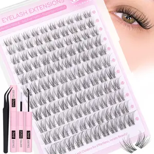 Natural Lash Clusters Kit Wispy Lash Extension Kit Eyelash Clusters with Invisible Band C Curly Cluster Eyelash Extensions Kit with Lash Bond and Seal 8MM-18MM DIY Individual Lashes by ALICROWN