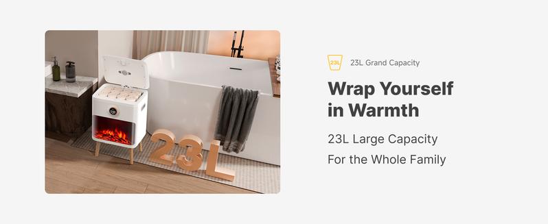 FEPPO Towel Warmer, 23L Large Capacity Luxury Towel Warmers for Bathroom with HearthGlow Display, Rotary Timer Control & LED Countdown, Fits 2 Large Towels, Bathrobes, Blankets, Pajamas