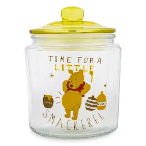 Disney Winnie the Pooh Glass Snack Jar Container With Lid | 6 Inches Tall