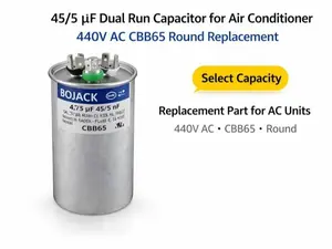 45/5 µF Dual Run Capacitor for Air Conditioner – 440V AC CBB65 Round Replacement