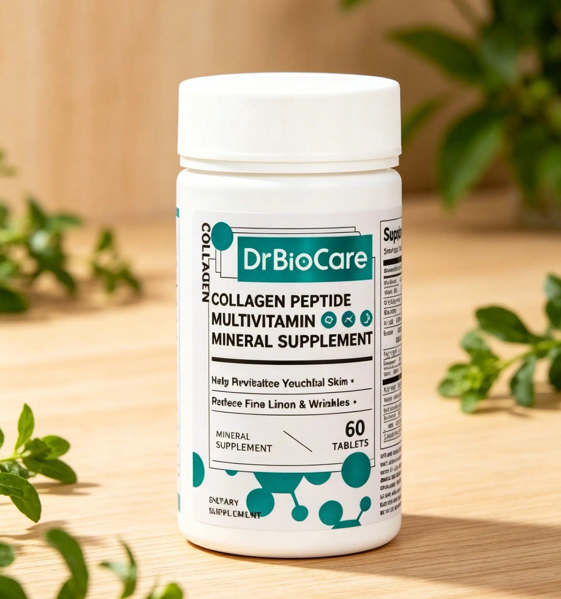DrBioCare Collagen Dietary Supplement - Vitamin D3, C, B Vitamins, Gut Probiotic Aid - 24 Months Shelf Life, Easy-to-Use Daily Nutrient Support for Adults’ Collagen Boost, All Ages, Digestive Health