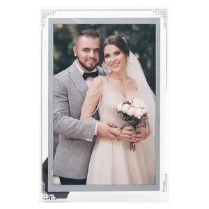 REGALWOVEN Glass Picture Frame for Tabletop Decor, Photo Frames for Horizontal and Vertical 4x6 Inch Silver