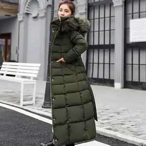 Long Down Cotton Parkas Coat Female New Winter Over Knee Loose Large Fur Collar Hooded Warm Thick Parkas Women  Padded Overcoat