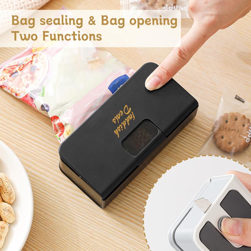 【FaddishDeal】Portable sealing machine, suitable for sealing of snacks, coffee and pet food packaging, bag cutter, rechargeable, compact food storage sealing device.