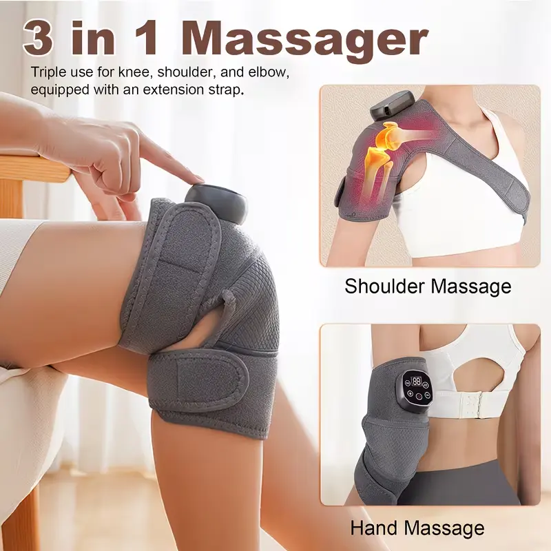 Heated Vibration Massager, 1pc - Single Leg Cordless Electric Support, Multi-Mode Warm Therapy Device, A Heartwarming Gift for Husband, Usb Port, Knee, Polycarbonate, Legs/Knees