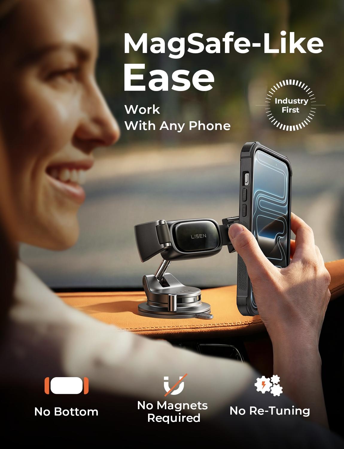 LISEN auto-adjusting phone holder 360-Degree Rotating Phone Mount (upgraded clip for easy attachment and removal), Suitable For 4-7 inch Smartphones Such as iPhone, Samsung, Google, and Nokia LISEN auto-adjusting phone holder 360-Degree Rotating Phone Mount (upgraded clip for easy attachment and removal), Suitable For 4-7 inch Smartphones Such as iPhone, Samsung, Google, and Nokia