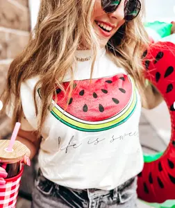 Life is Sweet Watermelon Tee Glitter Graphic