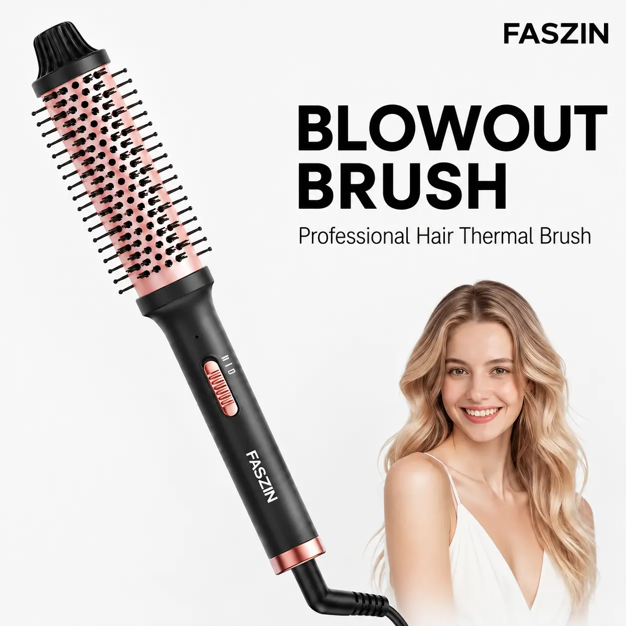 Thermal Brush, Blowout Boost 1.5 inch Curling Brush, Heated Round Brush for Blowout Look, Dual Voltage, Tourmaline Ceramic, Settings Straightening Bristle Hair Styler, Crimper Curling Irons,Detangler Straightening,for hairstyling,long-lasting wave