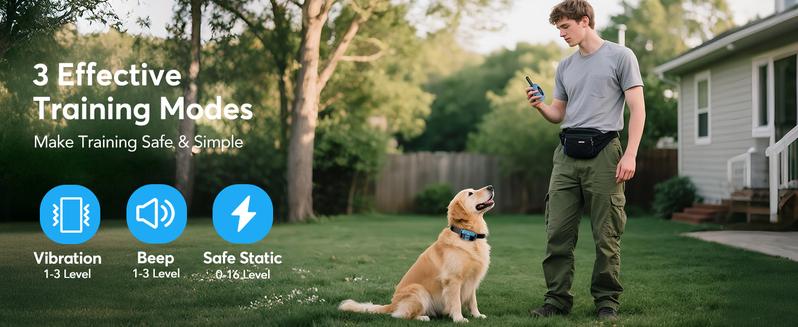 Jugbow Dog Training Collar - 3/4 Mile Dog Shock Collar with Remote for Large Medium Small Dogs, Rechargeable IPX8 Waterproof E-Collar with 99 Blunt Stimulation Levels, Tone or Vibration Mode, LED Light & Security Lock T-100