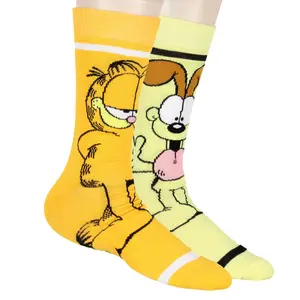 Garfield Comics Men's Novelty Garfield The Cat and Odie the Dog Character Rib Knit Crew Socks Shoe Size 6-12