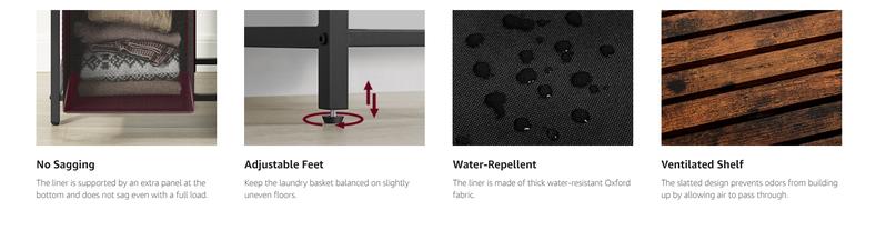 SONGMICS HOME VASAGLE Laundry Sorter with Top Shelf and Pull-Out Bag, Compartment Modern Irregular Laundry Basket Organiser