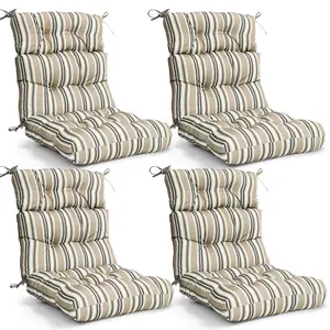 Tufted Outdoor/Indoor High Back Patio Chair Cushions, Set of 4, 46'' x 22''
