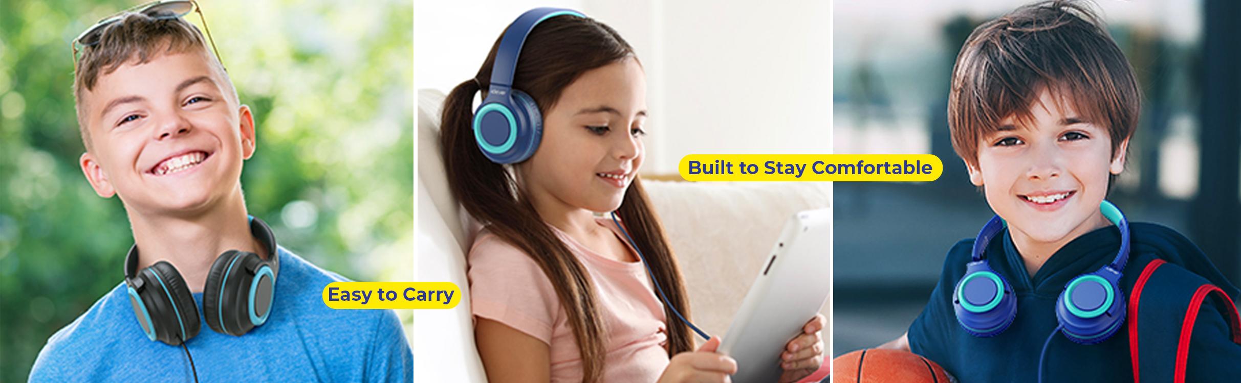 iCleverKids 2-Pack Wired Headphones with Sharing Splitter-HS22 for School Tablet Travel Audio Headset Earbud Electronic