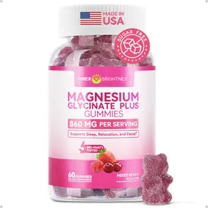 Magnesium Glycinate Gummies 860mg - Magnesium Gummies for Adults, Supports Sleep, Relaxation & Focus, Non-GMO, Gluten-Free, Mixed Berry Magnesium Glycinate Gummies, Mixed Berry Magnesium Gummies, Mixed Berry Flavor, 60 Count magnesium
