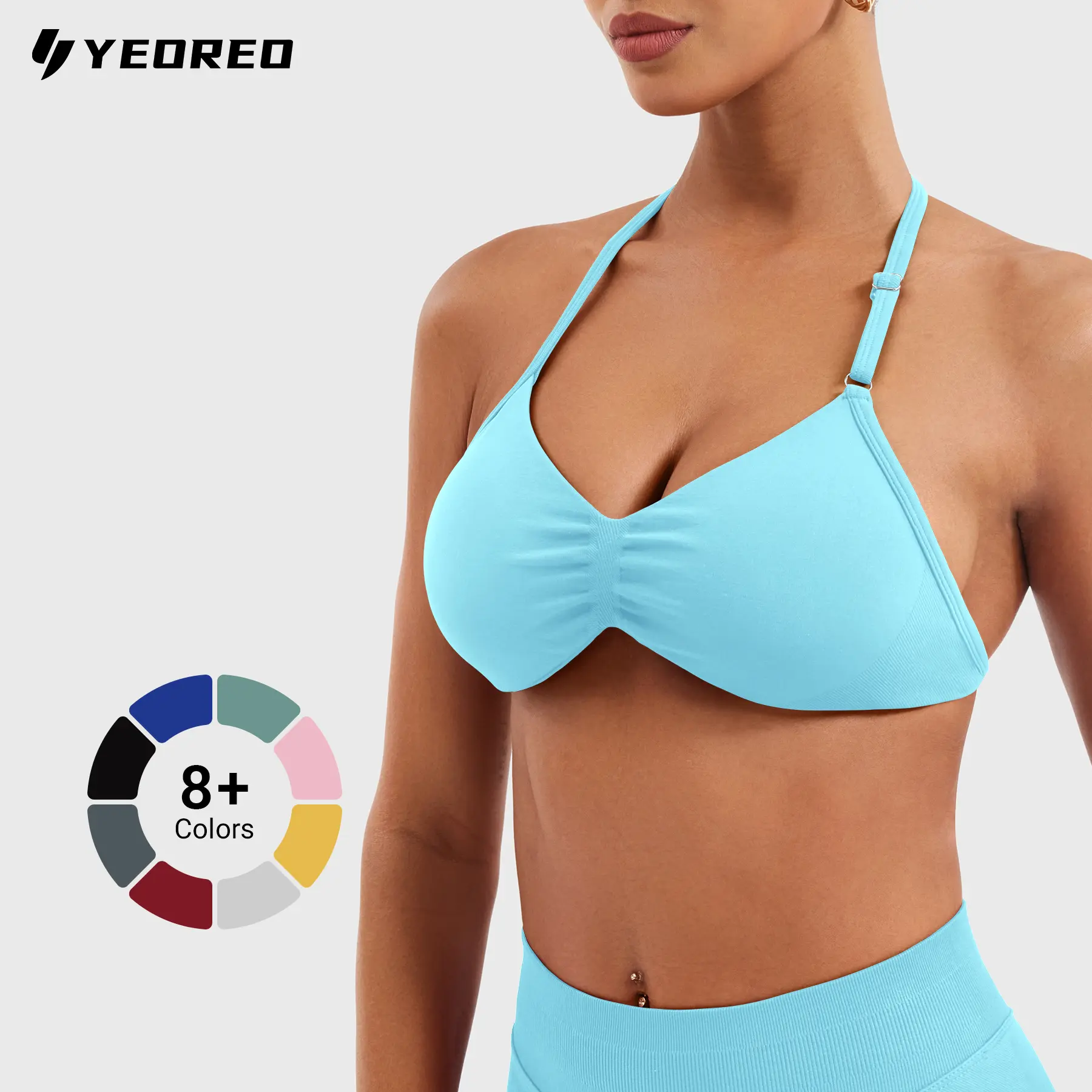 YEOREO SoftHue Impact Strappy Halter Bra for Sports Women Workout Padded Gym Yoga Bra summderfinds sohochic,back to school,back to school haul