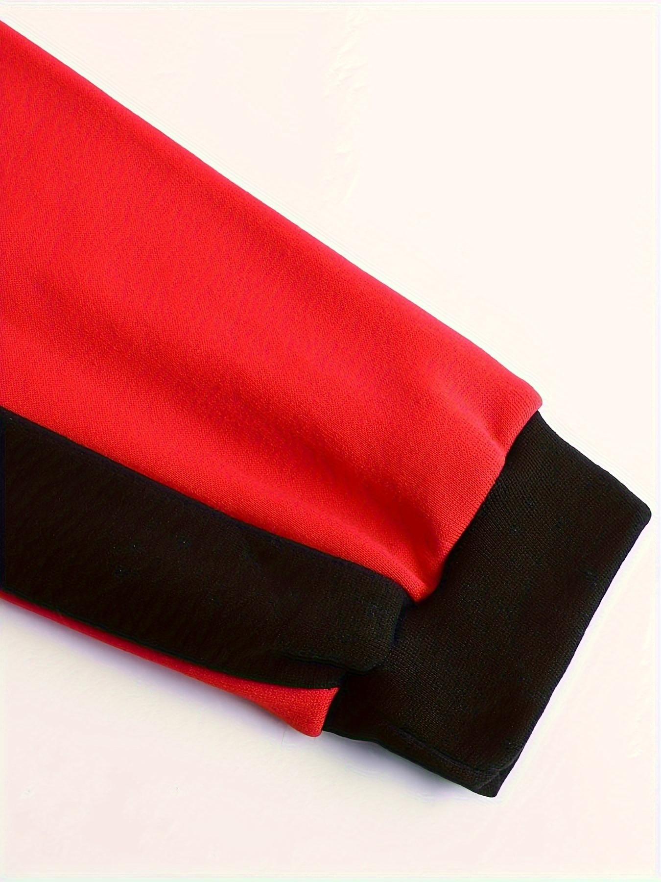 Fashionable Men's Color Block Hooded Sports Set – Zippered 2-Piece Casual Sportswear, Suitable for Everyday Wear