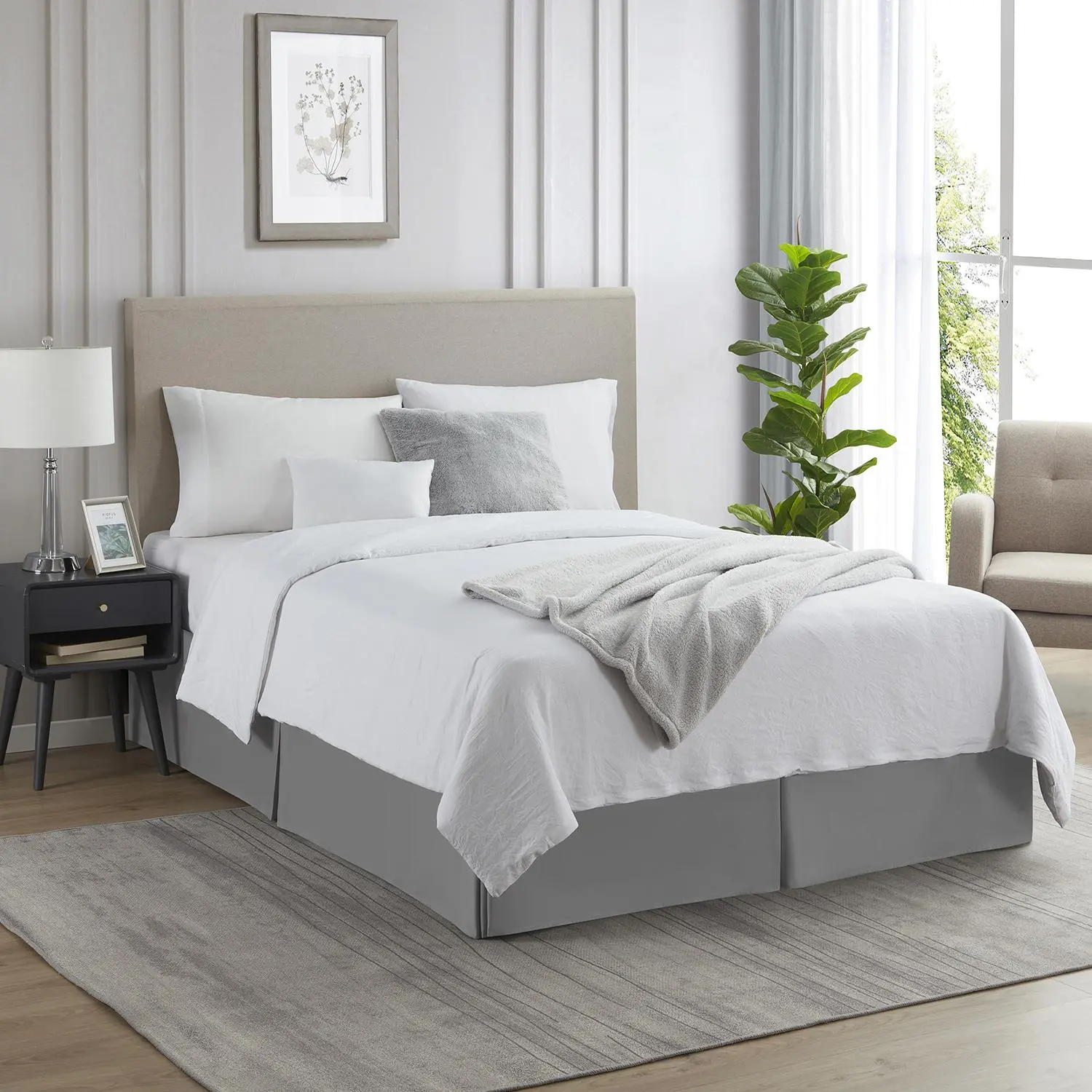 NESTL Premium Double Brushed Underbed Skirt - Aesthetic, Lightweight Premium Bed Skirt, Machine Washable Bedding Accessory for Bed Sets, Bedrooms, Aesthetic Bed Skirts, Premium Bed Skirts