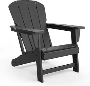 Modern Plastic Adirondack Chair, 380 LB, Oversize Ergonomic Deck Chair, Weather Resistant Stackable Patio Furniture for Outdoor Backyard Garden Lawn Pool Deck Beach